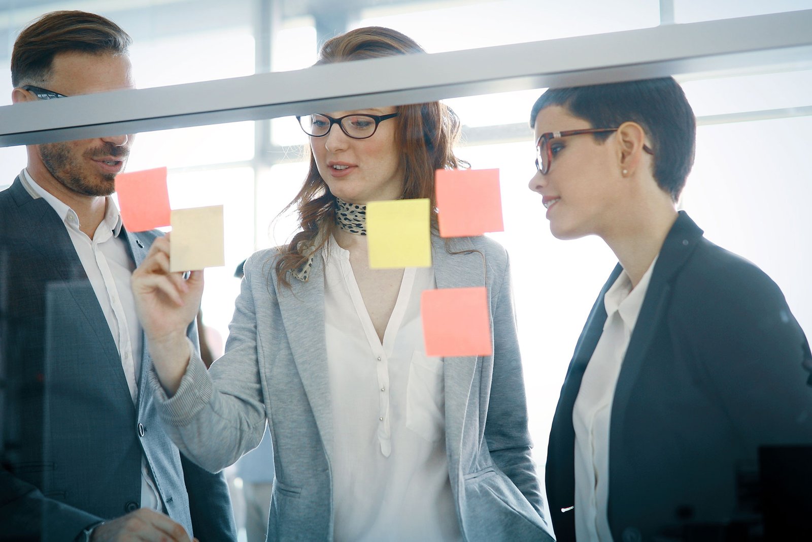 Corporate teamworking colleagues in modern office