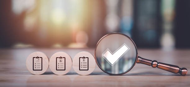 Business colleagues reviewing accessibility audit report on laptop